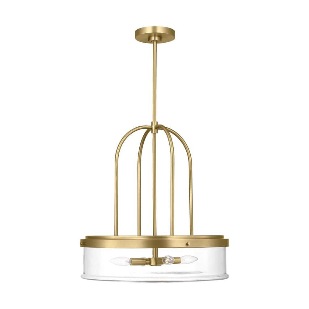Anders Extra Large 4-Light Satin Brass Pendant Light with Clear Glass Shade price history on PriceWatchPro