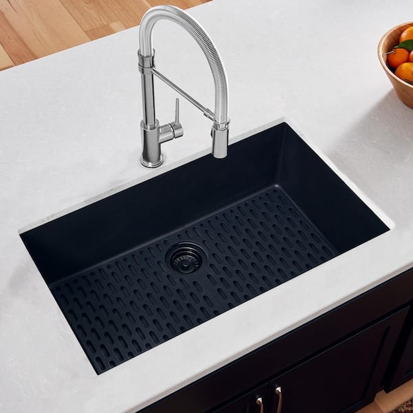 epiGranite 32 in. Undermount SIngle Bowl Urban Workstation-Ready Kitchen Sink in Midnight Black Granite Composite