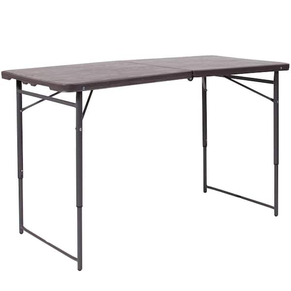 Carnegy Avenue 48.25 in. Brown Plastic Tabletop Metal Frame Folding Table