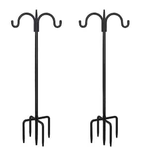 75 in. Metal Adjustable Double Shepherds Hook with 5 Prong Base (2-Pack)