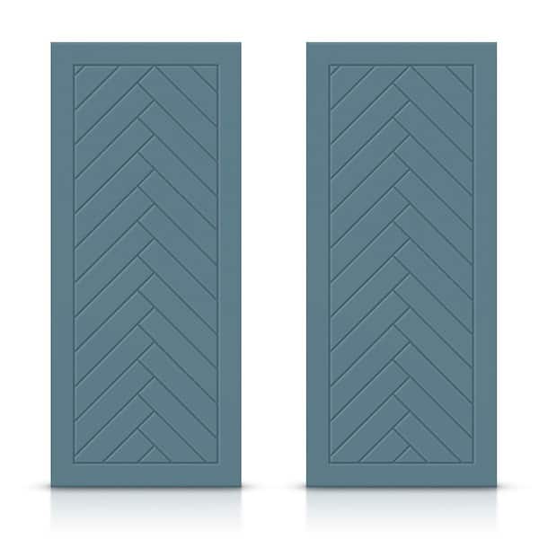 CALHOME 48 in. x 80 in. Hollow Core Dignity Blue Painted Composite MDF Interior Double Closet Sliding Doors