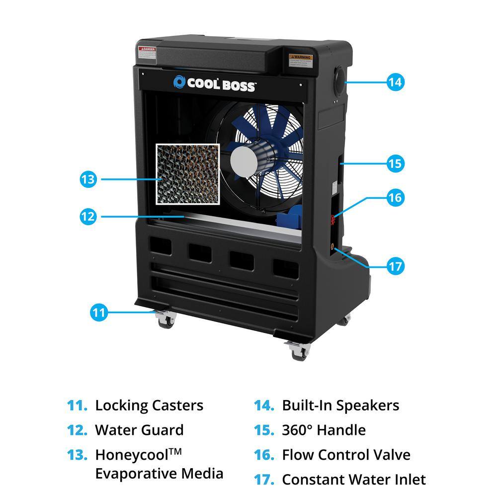 Cool Boss Black 80-Gallon Portable Evaporative Cooler with Remote Control