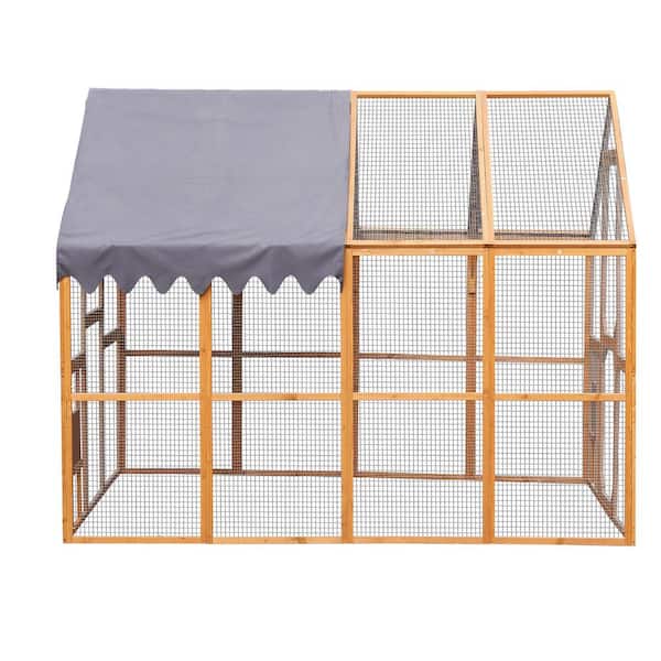 Tunearary Brown Galvanised Wooden Walk-in Chicken Coop with Lid Chicken Coop