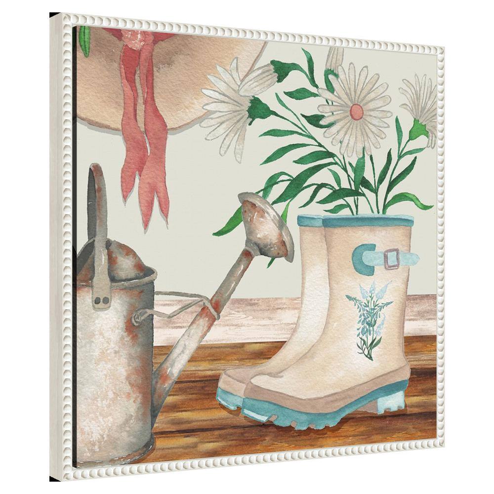 Cottage Garden Scene Canvas Wall Art with Frame