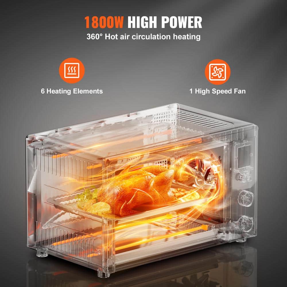 Silver Digital 6-Slice Countertop Convection Oven with Rotisserie