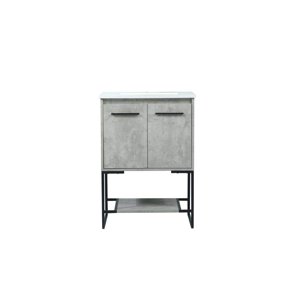 Simply Living 24 in. Single Bathroom Vanity in concrete Grey with Engineere