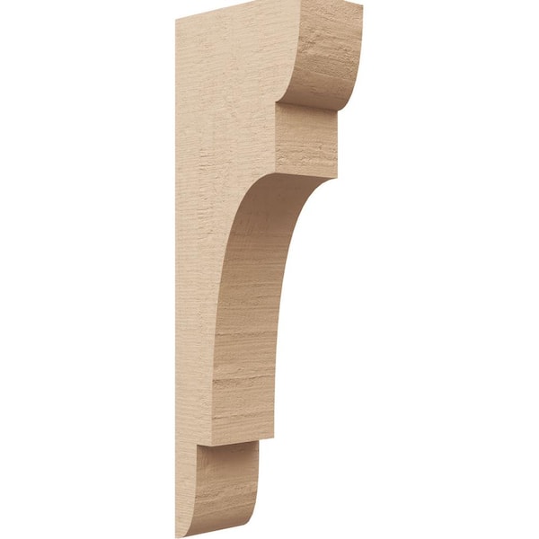 Ekena Millwork 4 in. x 24 in. x 8 in. Series 2 Thin New Brighton Rough Cedar Woodgrain Timberthane Polyurethane Corbel, Primed Tan