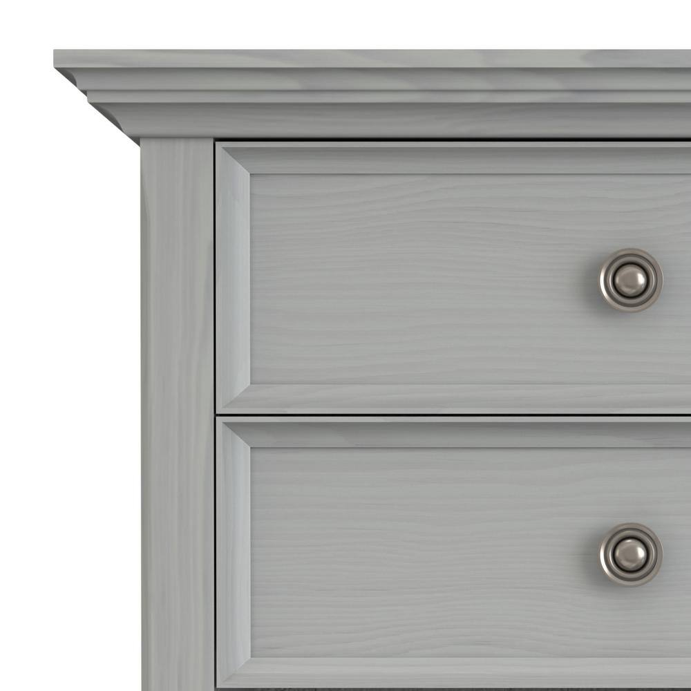 Fog Grey Solid Wood 2-Drawer Bedside Table