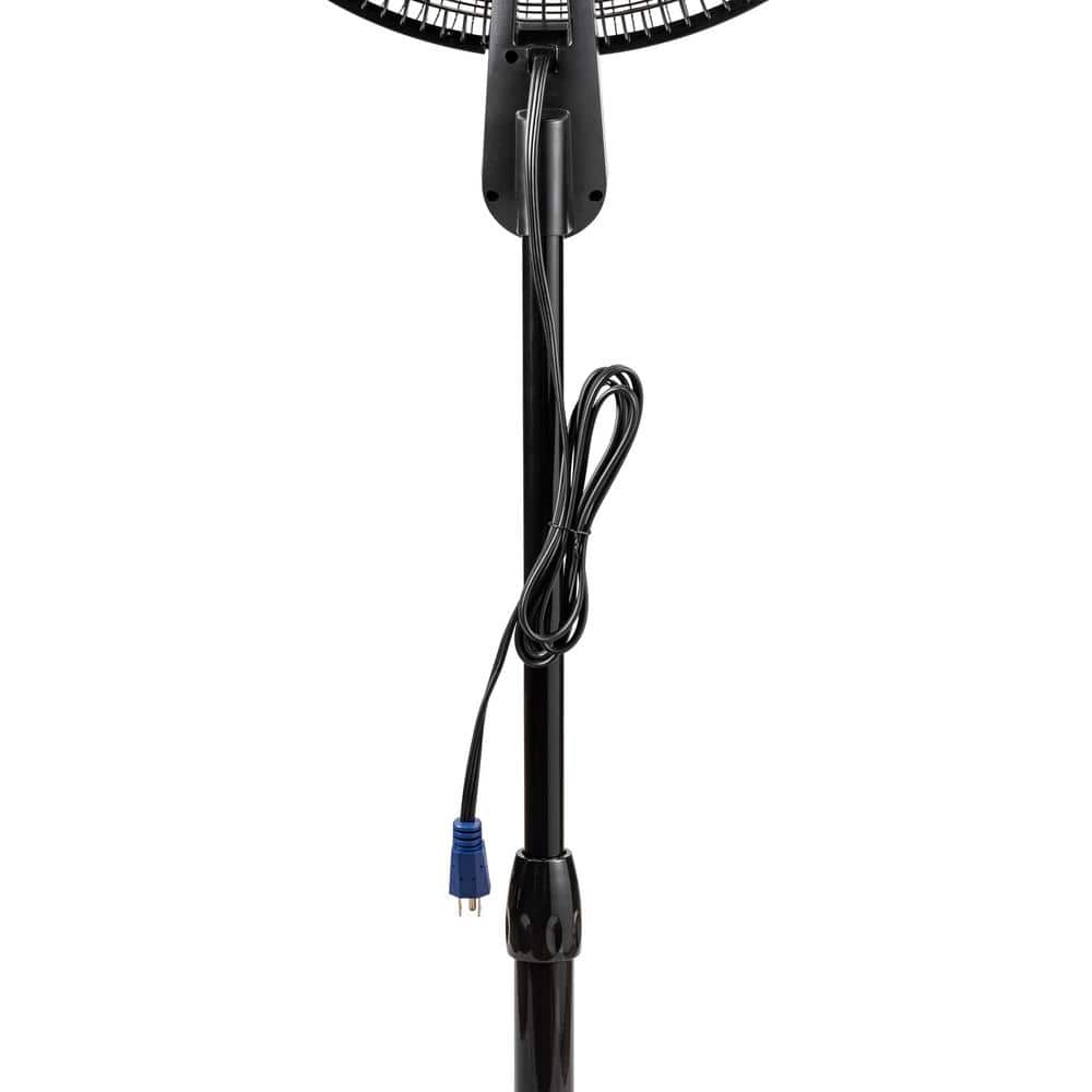 20" Black Oscillating Remote Controlled Adjustable Height Floor Fan