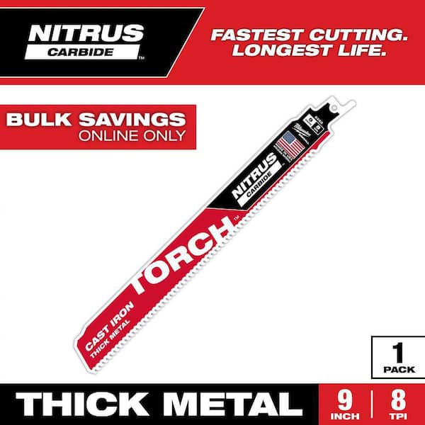 9 in. 8 TPI TORCH Nitrus Carbide Teeth Metal Cutting SAWZALL Reciprocating Saw Blade