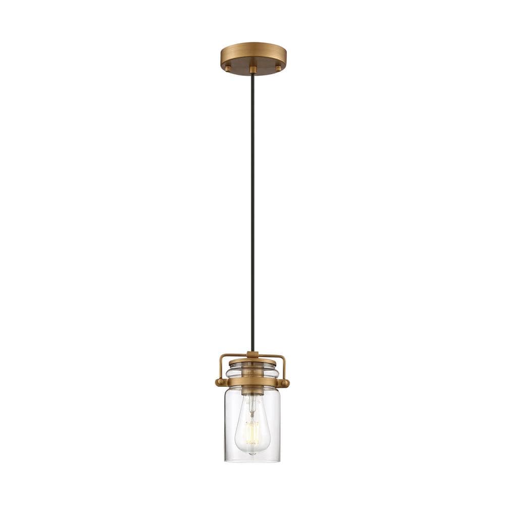 Vintage Brass and Clear Glass Mini Pendant Light