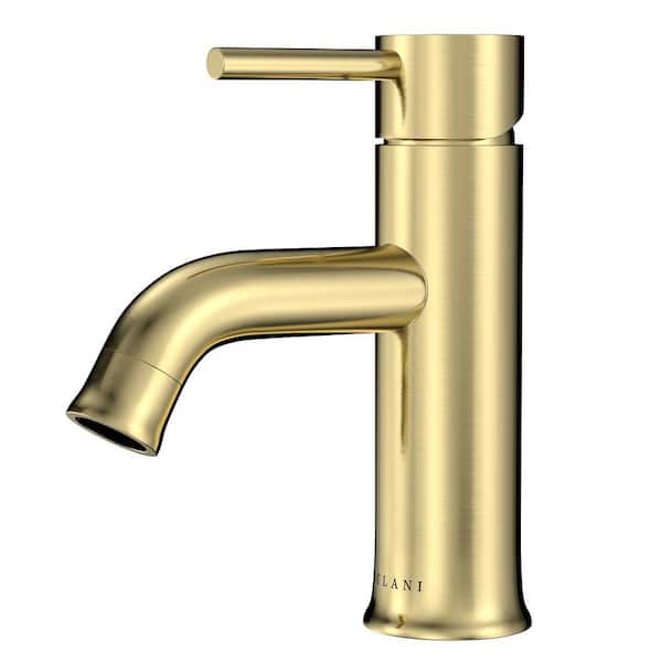 Lulani Aruba 1-Handle Single Hole Bathroom Faucet in Champagne Gold