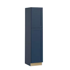 Newport Blue Painted Plywood Shaker Assembled Utility Pantry Kitchen Cabinet Soft Close 18 in W x 24 in D x 84 in H