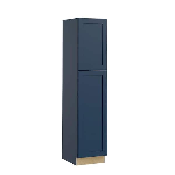 Home Decorators Collection Newport 18 in. W x 21 in. D x 84 in. H Assembled Plywood Vanity Linen Bath Cabinet in Mythic Blue with Soft Close RH