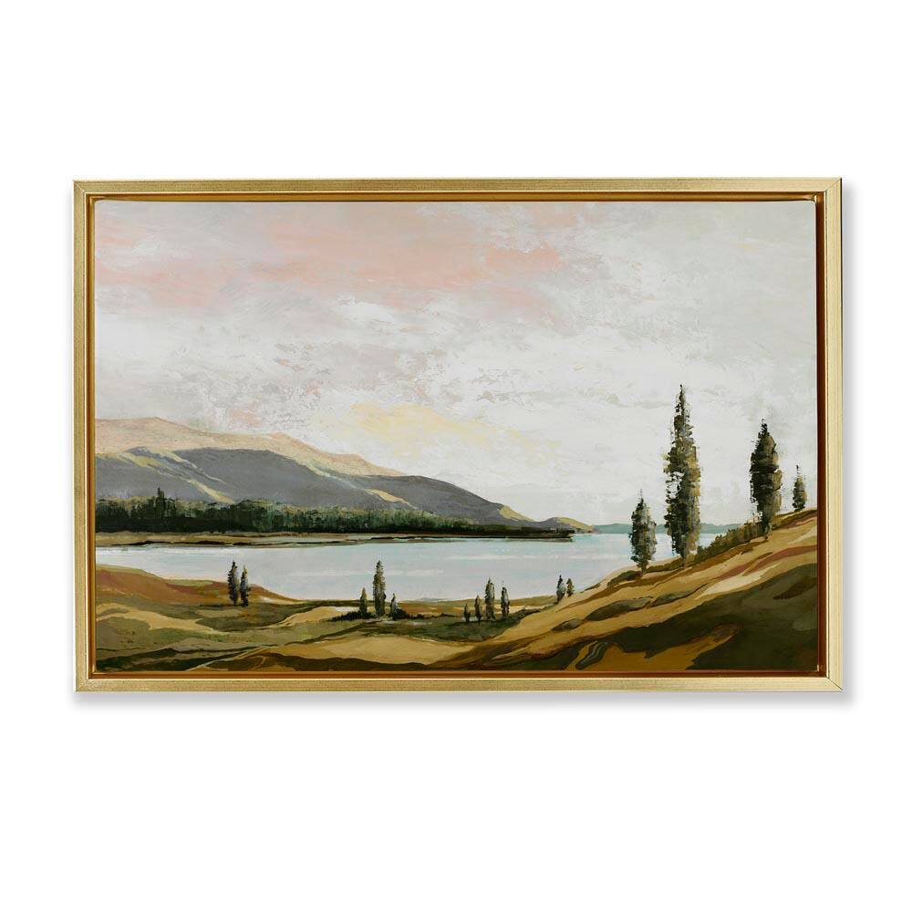 Calm Scenic Landscape by Max Maxx Gold Floater Frame Nature Graphic Art Print 21 in. x 31 in.