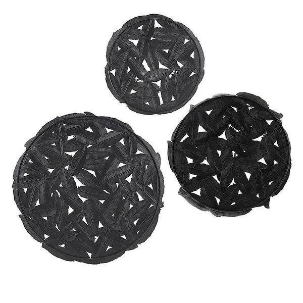 Unbranded 3-Piece 20 in. x 20 in. Blue Textured Feather Disc Wall Decor Set Metal Work