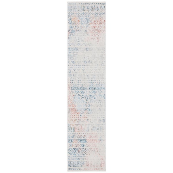 Tulum 2 ft. x 5 ft. Ivory/Terracotta Geometric Tribal Diamond Runner Rug