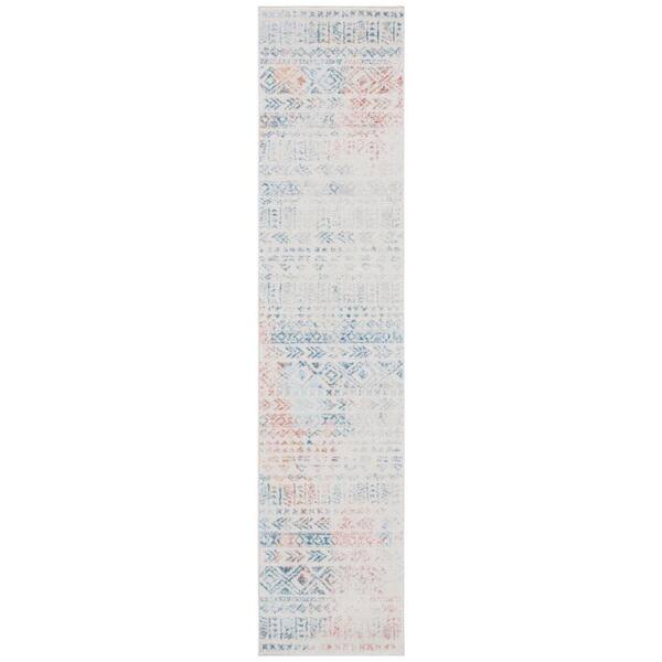 Tulum 2 ft. x 7 ft. Ivory/Terracotta Geometric Tribal Diamond Runner Rug