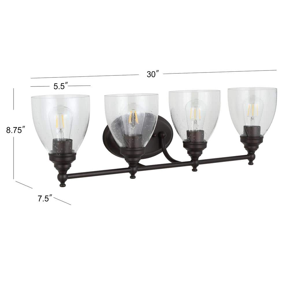 Marais 30" Oil-Rubbed Bronze LED Wall Sconce with Seeded Glass