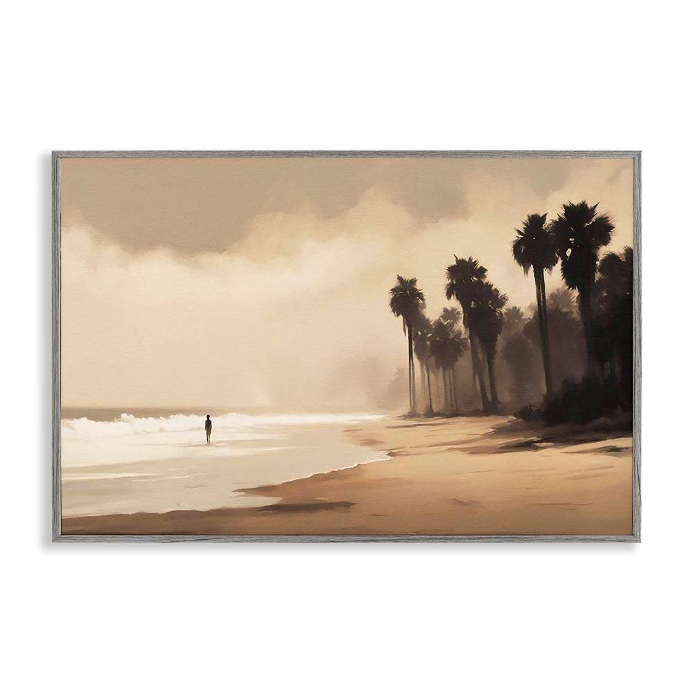 Moody Beach View by Noah Bay Gray Framed Nature Giclee Art Print 20 in. x 30 in. price history on PriceWatchPro