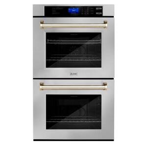 30 in. Autograph Edition Electric Double Wall Oven with Self Clean and True Convection in Stainless Steel and Gold