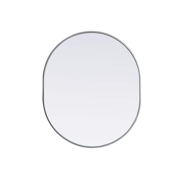 Unbranded Simply Living 30 in. W x 36 in. H Oval Metal Framed Silver Mirror