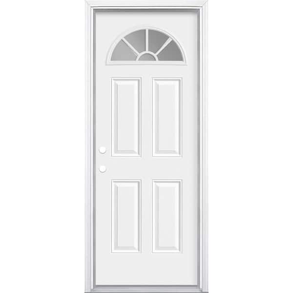 Masonite 30 in. x 80 in. Premium Right-Hand/Inswing 1/4 Lite Clear Glass Primed Steel Prehung Front Door with Brickmold