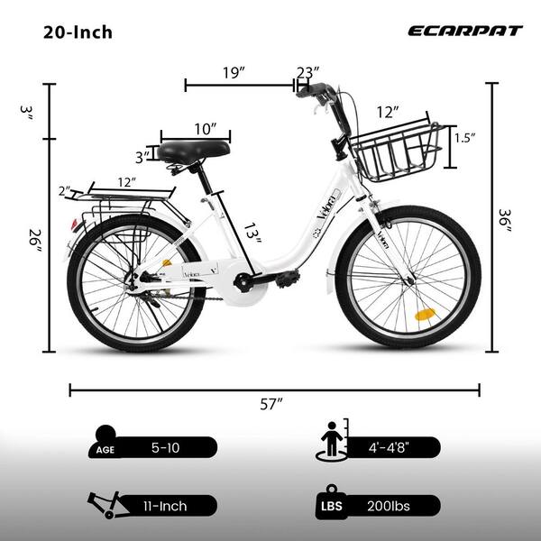 Cesicia 20 in. White Steel Kids Bike 1-Speed with Coaster Brake