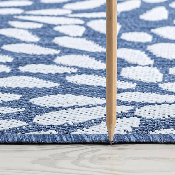 Eco Floral Blue 3 ft. x 10 ft. Indoor/Outdoor Runner Rug