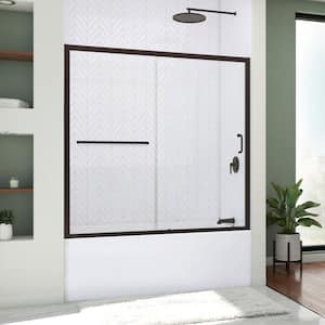 Infinity-Z 56-60 in. W x 60 in. H Sliding Semi-Frameless Tub Door in Oil Rubbed Bronze with Clear Glass