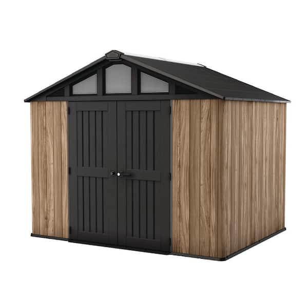 Signature Stronghold 10 ft. W x 8 ft. D Resin Shed with Flooring Oak 74 sq. ft.