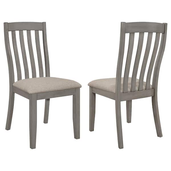 Coaster Nogales Coastal Gray Linen-like Fabric Slat Back Side Chairs Set of 2