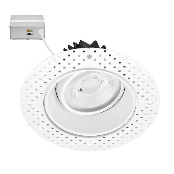 4 in. 5 CCT Adjustable LED Slim Trimless Eyeball Gimbal Downlight, 950 Lumens, Color Selectable, 360° Rotation