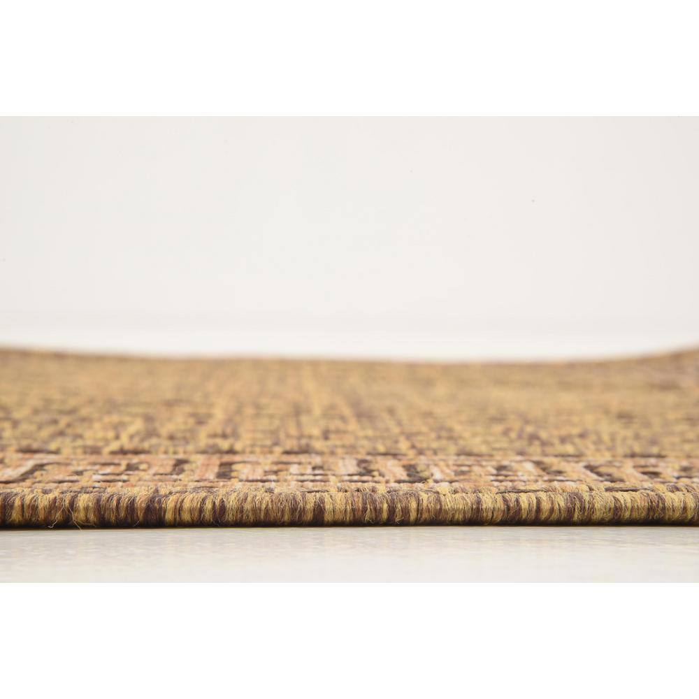 Brown Rectangular Stain-Resistant Outdoor Rug