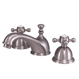Vintage 8 in. Widespread 2-Handle Bathroom Faucets with Brass Pop-Up in Brushed Nickel