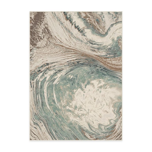 Machine Washable Rug with Standard Pad - Malaspina Natural Sage 5 ft. x 7 ft.