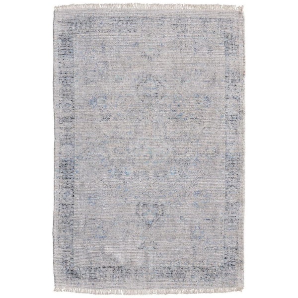 HomeRoots 4 X 6 Gray, Blue, Taupe Abstract Area Rug