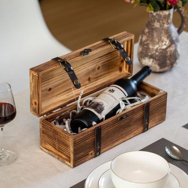 Vintiquewise Vintage Wooden Wine Gift Box Rustic Single-Bottle