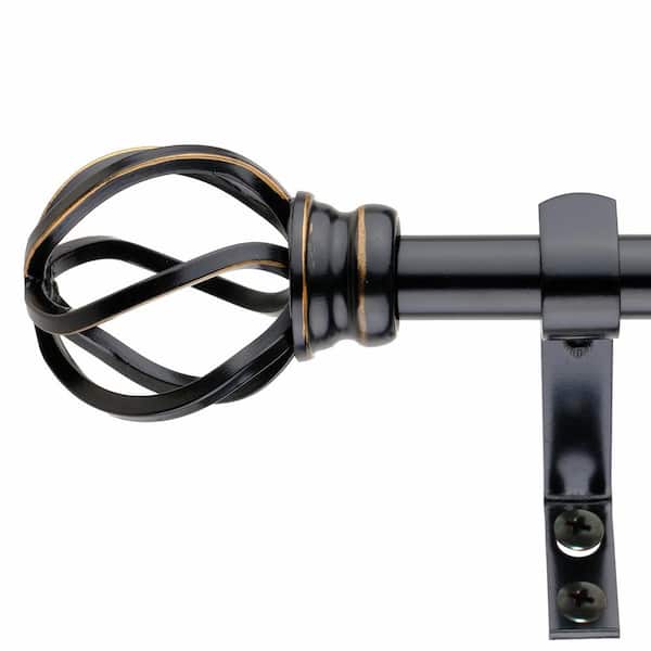 Decopolitan Cage 48 in. - 86 in. Adjustable Curtain Rod 5/8 in. in Antique Bronze with Finial