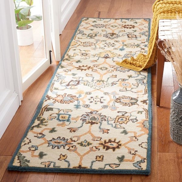 Heritage 2 ft. x 8 ft. Beige/Ivory Border Ornate Runner Rug