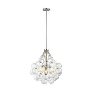 Bronzeville 3-Light Brushed Nickel Hanging Pendant with Seeded Glass Globes