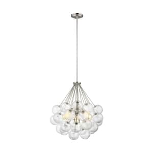 Montex 3-Light Brushed Nickel Hanging Pendant with Seeded Glass Globes