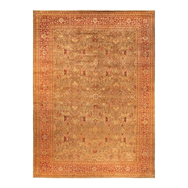 Eclectic Yellow 12 ft. x 18 ft. Oriental Wool Indoor Area Rug