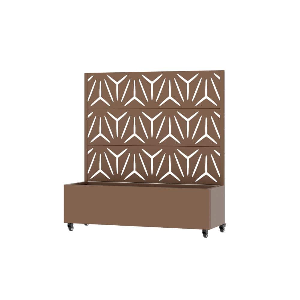 47 in. H x 47 in. W Brown Outdoor Galvanized Steel Privacy Screen Planter Box Trellis with Detachable Wheels price history on PriceWatchPro