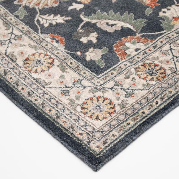 Capri Elina Deep Blue/Whitecap 9 in. x 26 in. Woven Polypropylene Stair Tread Cover (Set of 1)