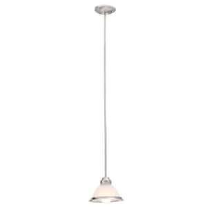Halophane 1-Light Brushed Nickel Mini Pendant with Frosted Ribbed Glass Shade
