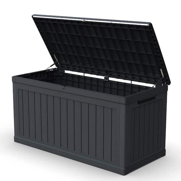 260 Gal. Black Resin Storage Deck Box for Outdoor Indoor-Upgrade
