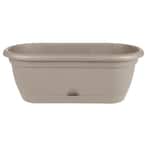Lucca 19 in. Pebble Stone Plastic Self-Watering Window Box with Saucer