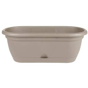 Lucca 19 in. Pebble Stone Plastic Self-Watering Window Box with Saucer