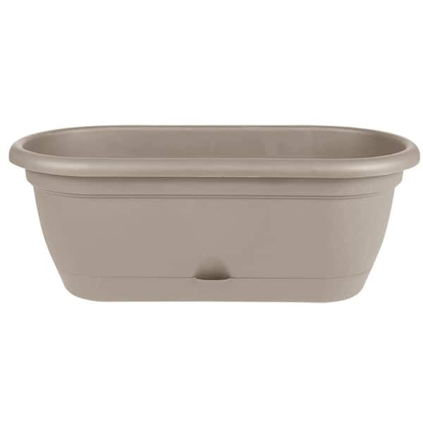 Bloem Lucca 19 in. Pebble Stone Plastic Self-Watering Window Box with Saucer